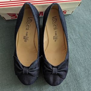 Blue Denim wedges size 7.5